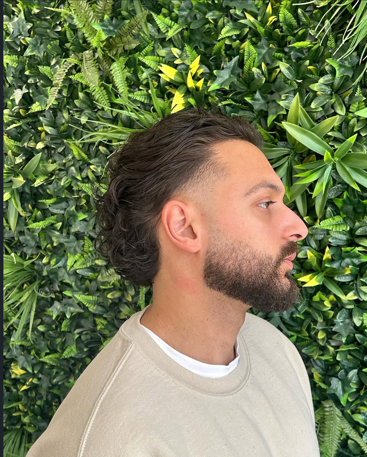 Modern mullet with beard shape-up — from Instagram